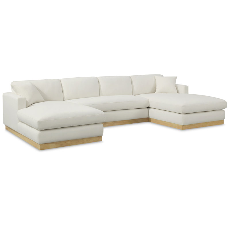 Huyen Upholstered 127'' Sofa, Cream Linen Textured Fabric