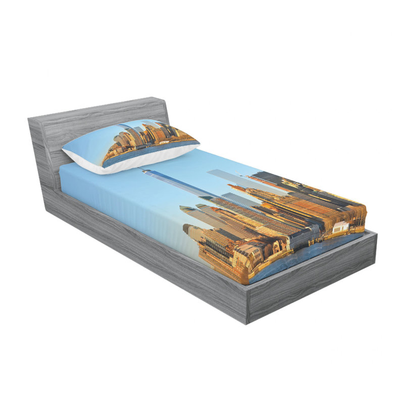 Ensemble de draps New York City, Ensemble de draps pour lit simple avec drap-housse