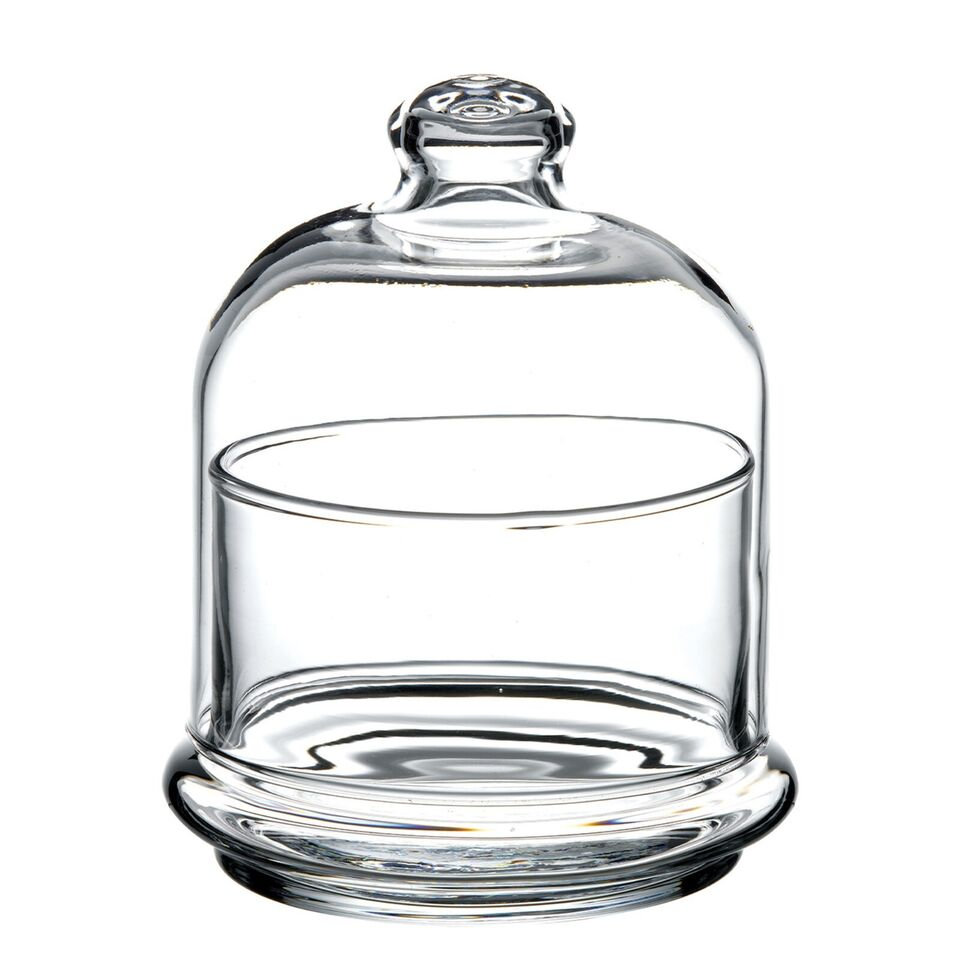 Pasabahce Mini Glass Service Bowl Pastry Cookie Candy Dish Jar with Bell Dome Lid