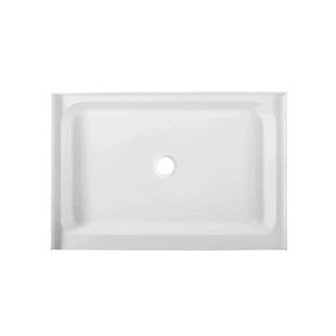 ELEGANT 60'' L x 32'' W x 4'' H Shower Base with 304 Right Trench Stainless  Steel Drain Solid Surface Shower Pan White Including Drain Cover