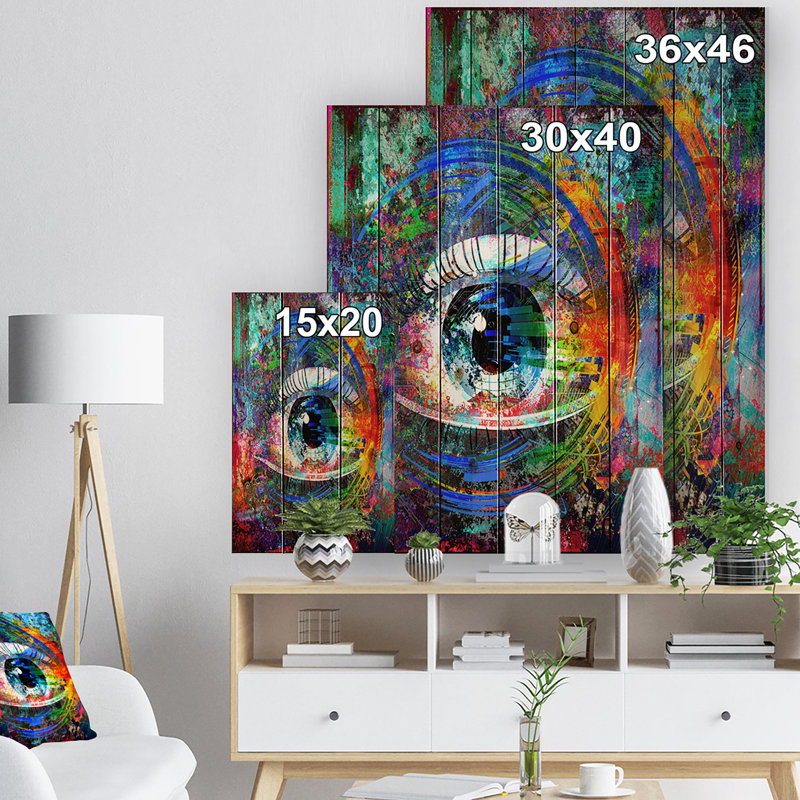 « magic eye over abstract design », impression, H 20 po x l 15 po x P 0,78 po, Bois