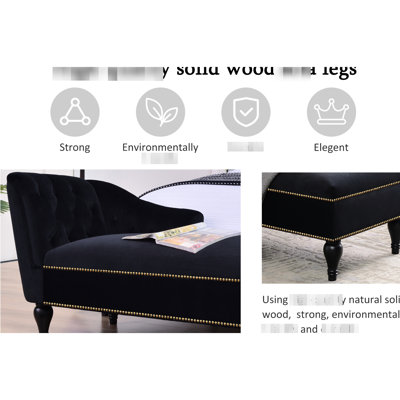 Méridienne convertible de 147 cm, revêtement en velours, pieds en bois massif, ergonomique pour le confort et la santé du dos, capitonnage, style luxueux