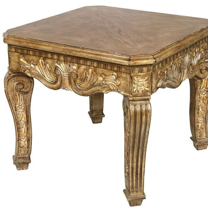 Table de bout carrée 23 po, Doré