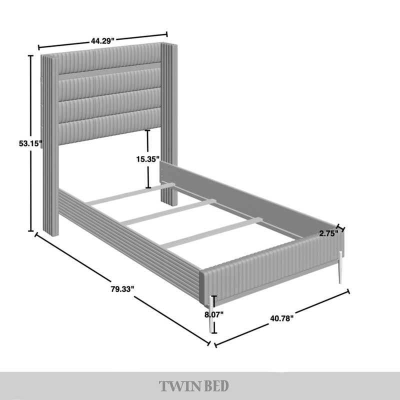 Ambrey Upholstered Standard Bed, Twin, Gray