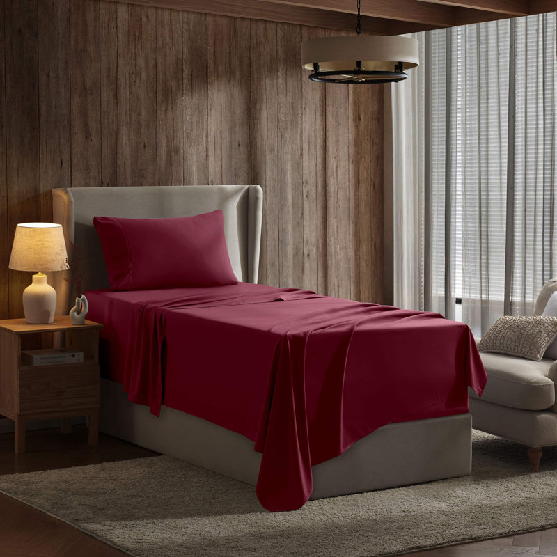 Ensemble de draps ultra doux et respirant Hotel Collection, Très grand simple, Bourgogne