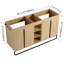 Armoire de salle de bain autoportante 60 po, 4 portes à fermeture douce et 3 tablettes de rangement ouvertes (meuble-lavabo seulement, sans lavabo)