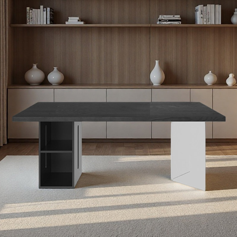 Bureau d'étude en bois massif noir pour un usage domestique, H 29,53 po x l 62,99 po x P 23,62 po