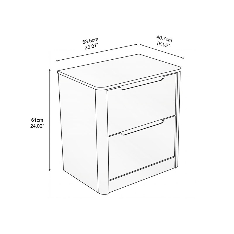 Kirsty Solid Wood 2 Drawer Nightstand Brown