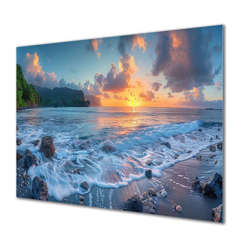 Samaniego - reproduction d'art mural plage, H 16 po x l 32 po x P 1 po, Métal métal