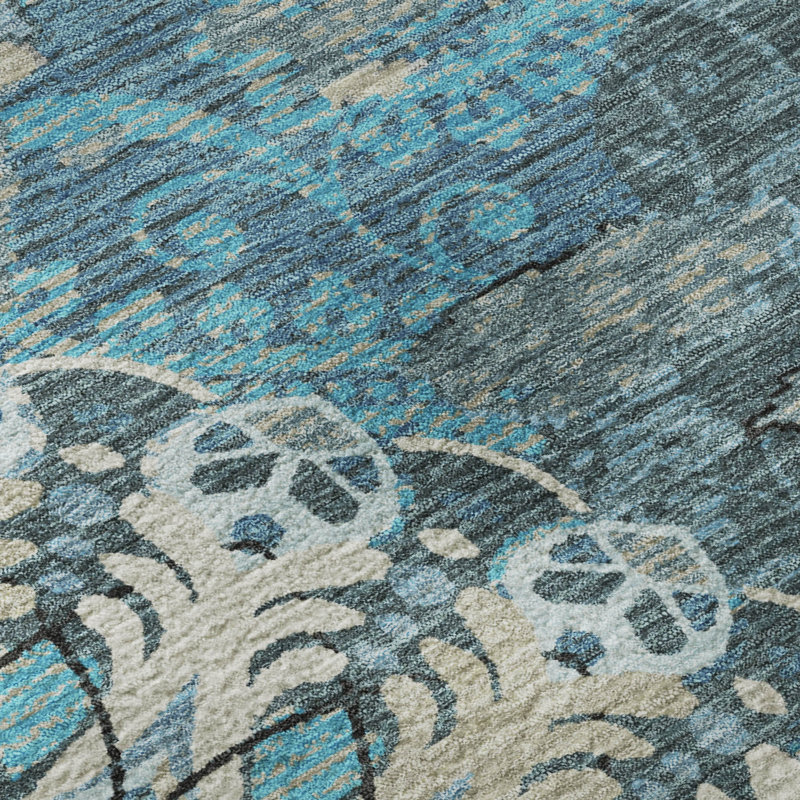 Tapis cachemire de qualité supérieure Mayfield AMF2335, Bleu sarcelle, 2 pi 6 po x 3 pi 10 po