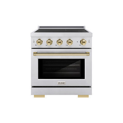 ZLINE Autograph 30 in. Paramount Induction Range with 4 Element Cooktop & Polished Gold Accents