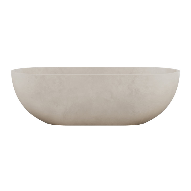 Claire 60" Freestanding Concrete Bathtub In Sand, Drain Included, Matte Sand