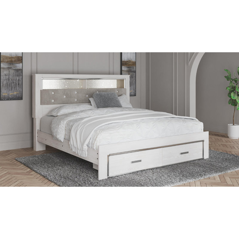Beamond Upholstered Bookcase Bed, King