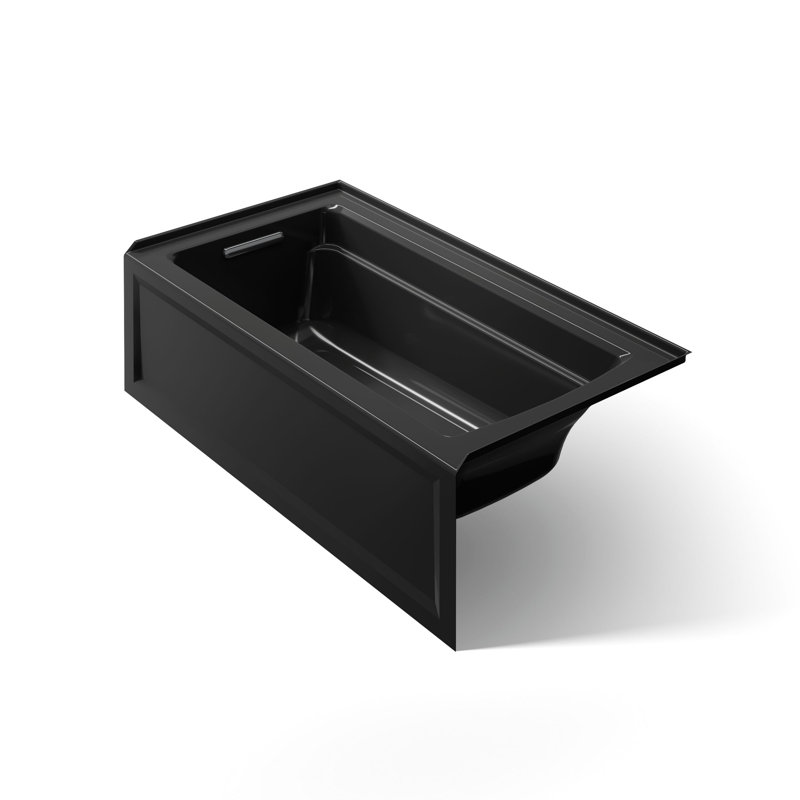 Archer 60" x 32" Alcove/Tile Soaking Bathtub, Black, Left