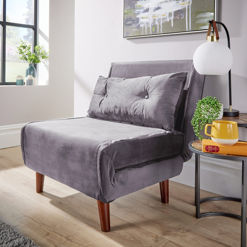 Lonara One Seater Upholstered Single Sofa Bed, Grey