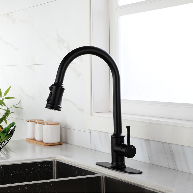 Robinet de cuisine avec fonction tactile et poignée pivotante vers le bas à 360 degrés, acier inoxydable noir mat, contrôle de l'eau à poignée simple, corrosion, profondeur de 16,89 po, largeur de 10,22 po, hauteur de 2,57 po, poids de 4,67 lb