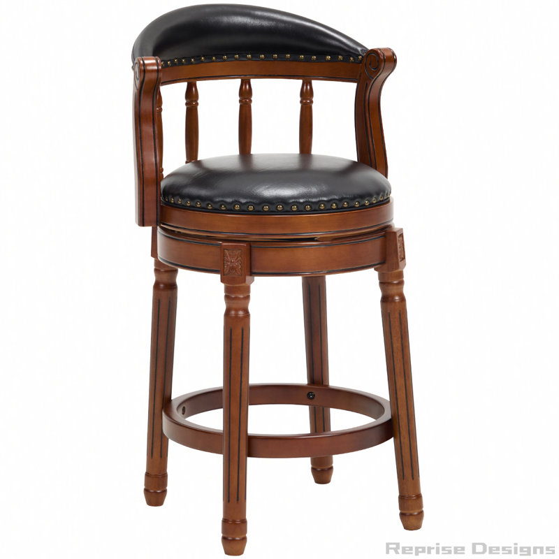 Tabourets de bar en bois à dessus de vache pivotant à 360 degrés, Tabouret de comptoir (siège d'une hauteur de 26 p, Noir
