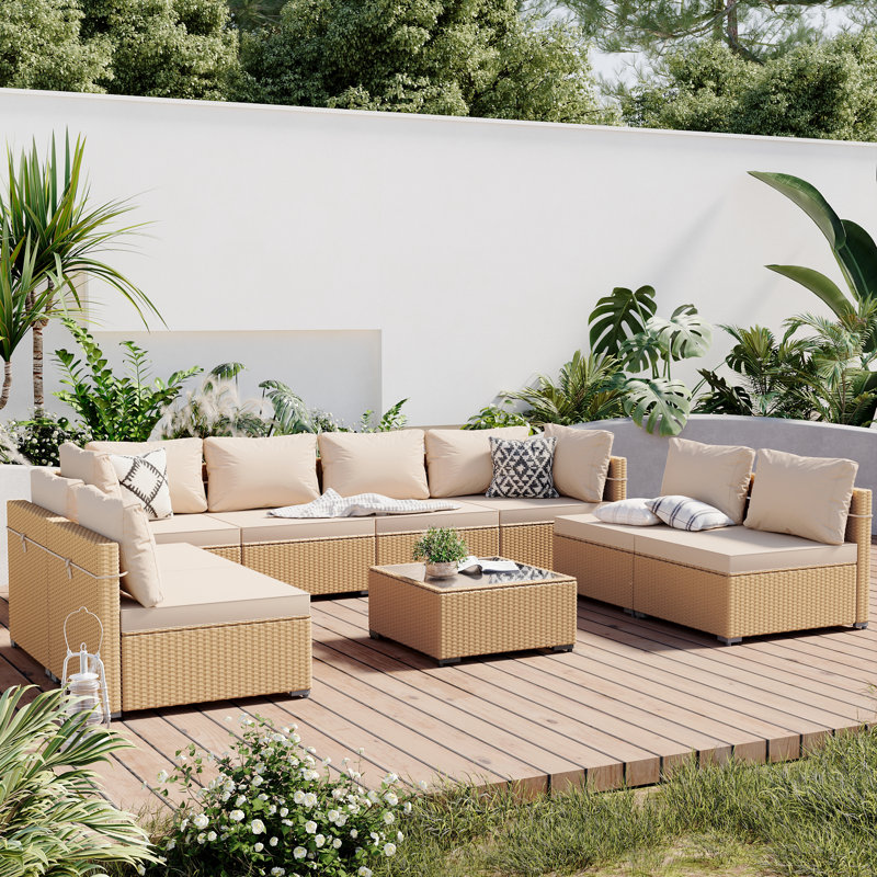 Briara 8 - Person Modular Patio Conversation Set with Cushions, Beige