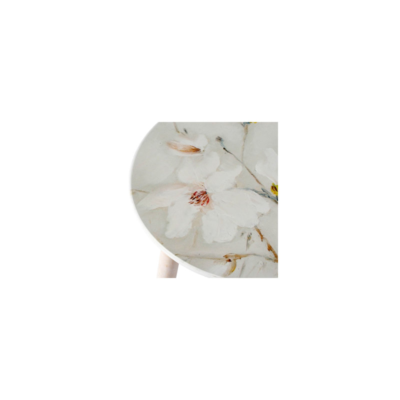 Tables d'appoint gigognes Evergreen Decor, 50 cm L x 50 cm P x 35,5 cm H, en MDF peint à motifs floraux, ensemble de 2