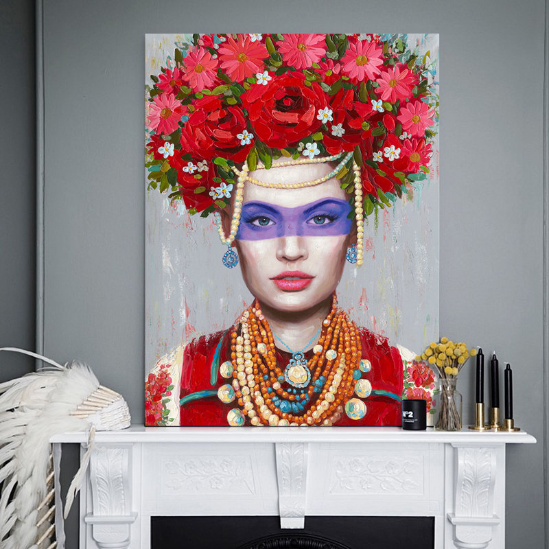 Flowers Woman II - Wrapped Canvas Painting