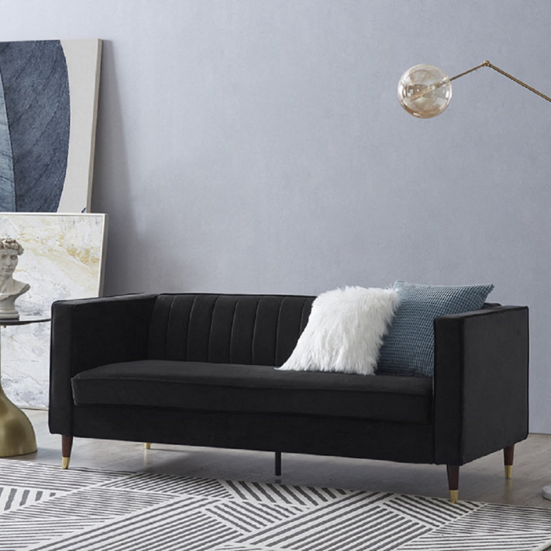 Doty 2 Seater Velvet Sofa, Black