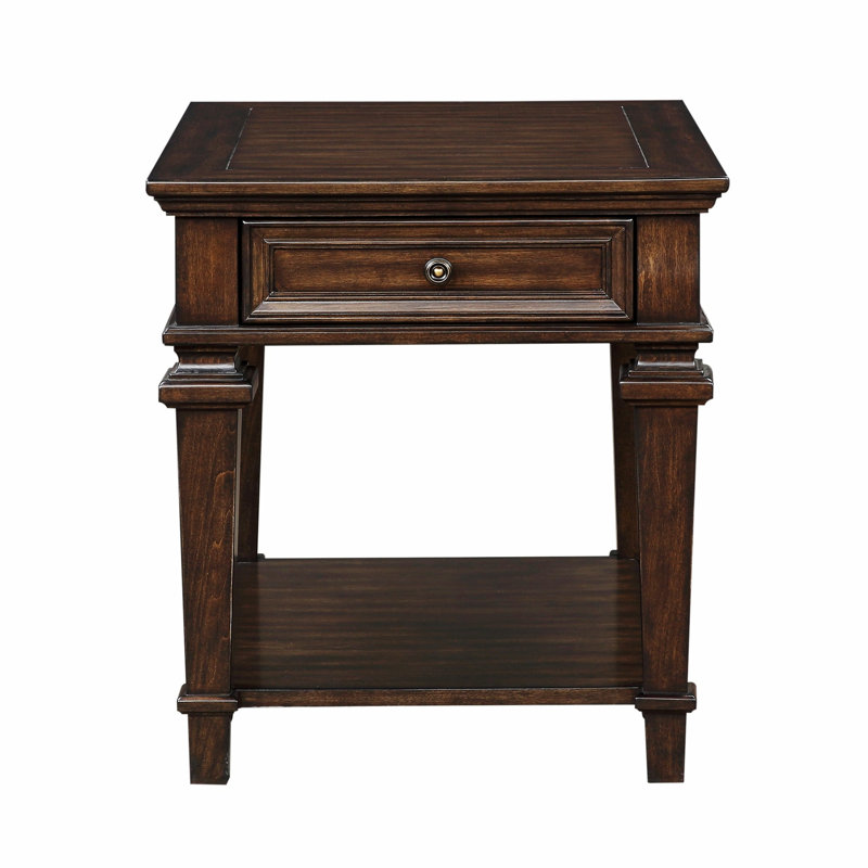 Table de bout de style traditionnel avec tiroir de rangement pour le salon