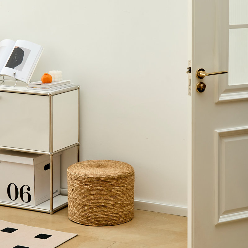 Upholstered Pouf, White