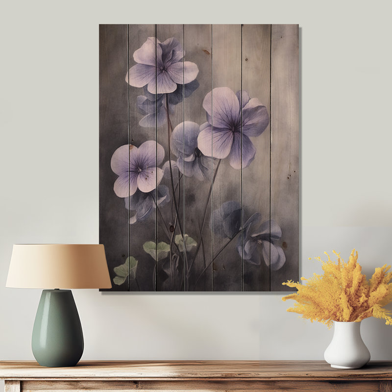 «Violet I Grey Violets Dream I» sur impression sur bois, H 20 po x l 10 po x P 0,78 po