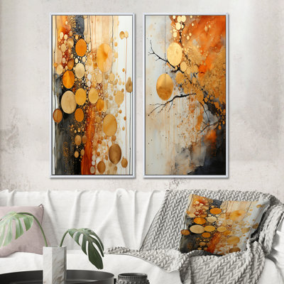 «Gold Gray Rustic Reflections», 2 pièces sur toile