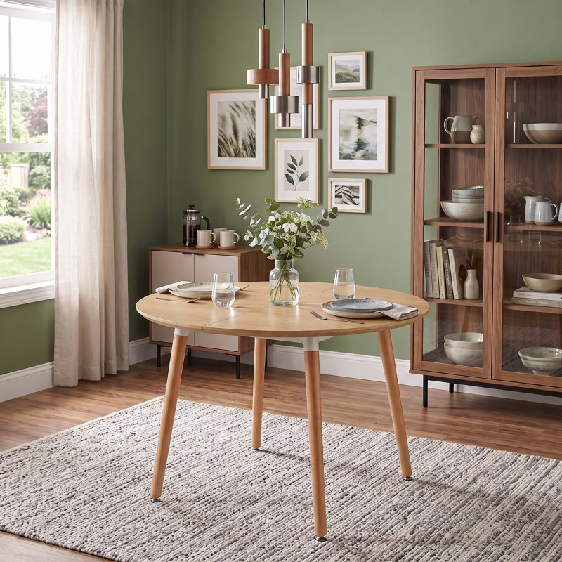 Table de bout extensible en chêne et panneau de fibres à densité moyenne avec pieds en bois, réglable 100/140 / 180cm, Chêne
