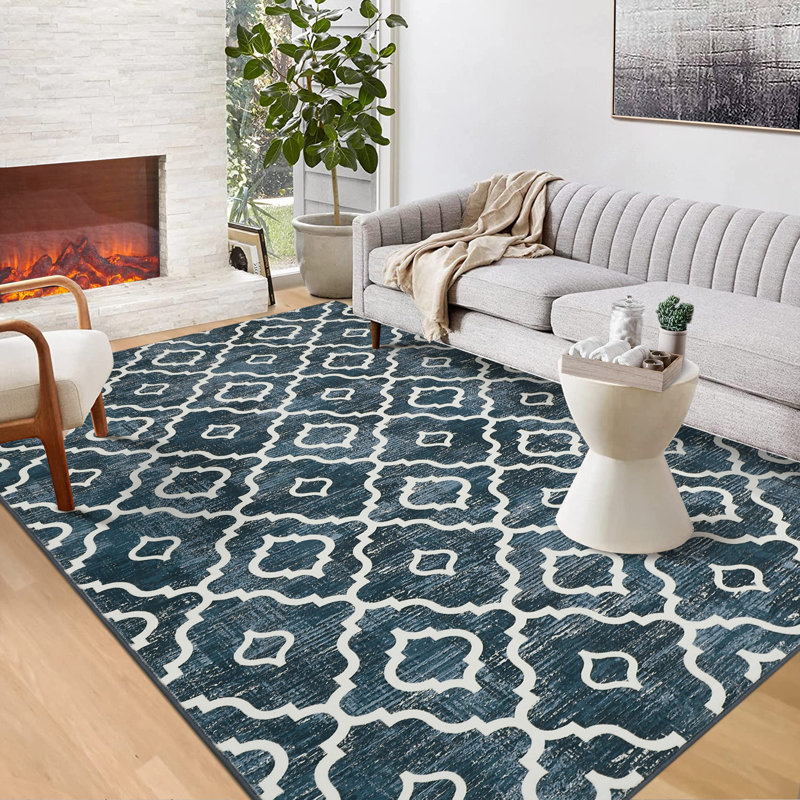 Tapis marocain d'intérieur moderne à motif géométrique lavable à la machine, Rectangle 9 pi x 12 pi