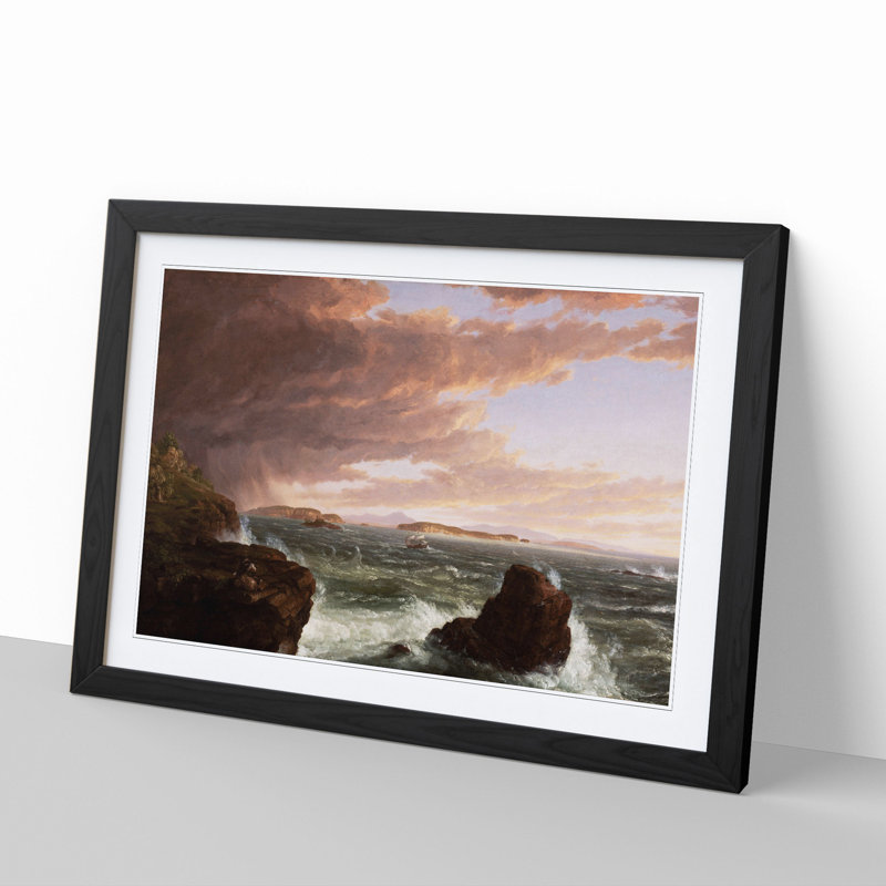 Views Across Frenchmans Bay by Thomas Cole - Picture Frame Painting, 48cm H x 65cm W x 2cm D, Black