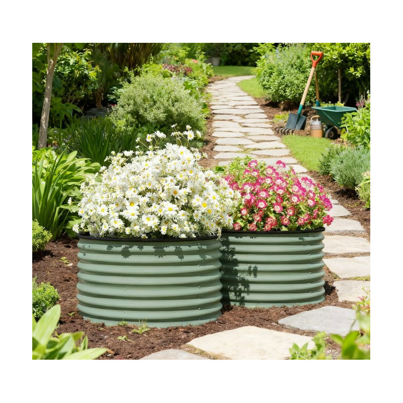 Metal Planter Box,Set Of 2 Raised Garden Bed,With Safety Edging, Easy-To-Assemble Stock Tank, 22" H x 35.4" W x 35.4" D, 2