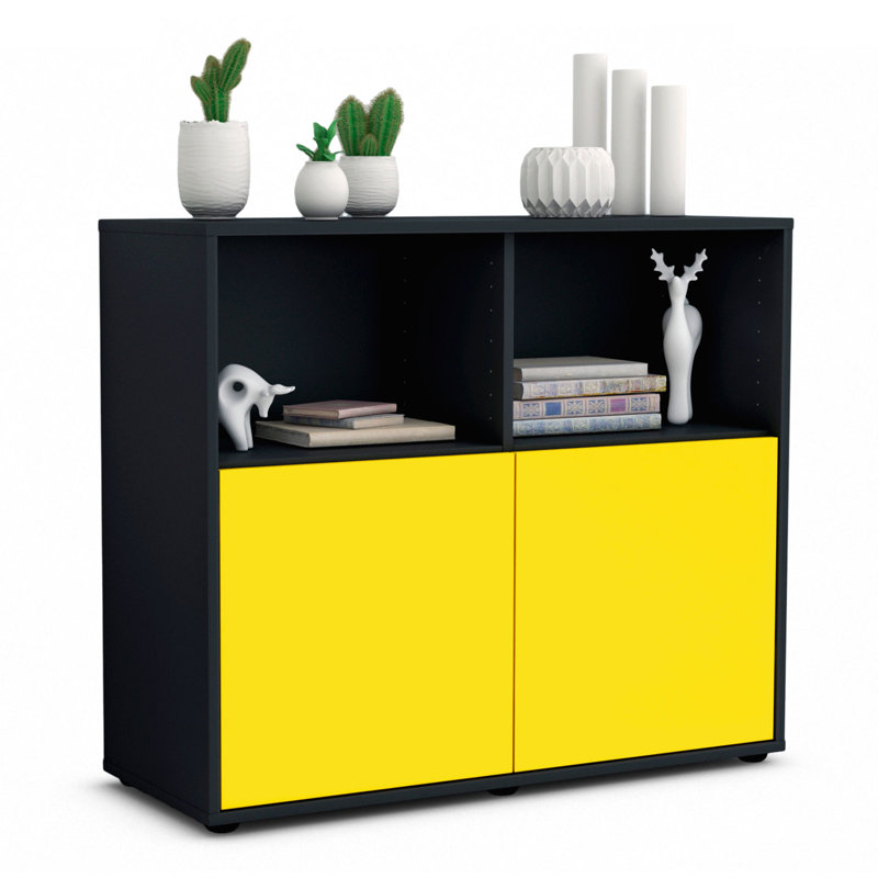 Raleigh 92cm Sideboard, Charcoal/Yellow