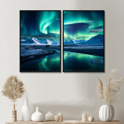Icelandic Borealis Winters Aurora II - Green Traditional Wall Art
