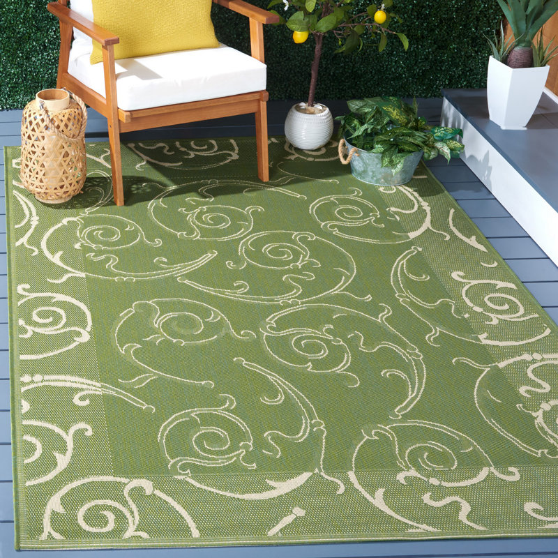 Tapis olive / naturel Davonia, Rectangle 9 pi x 12 pi