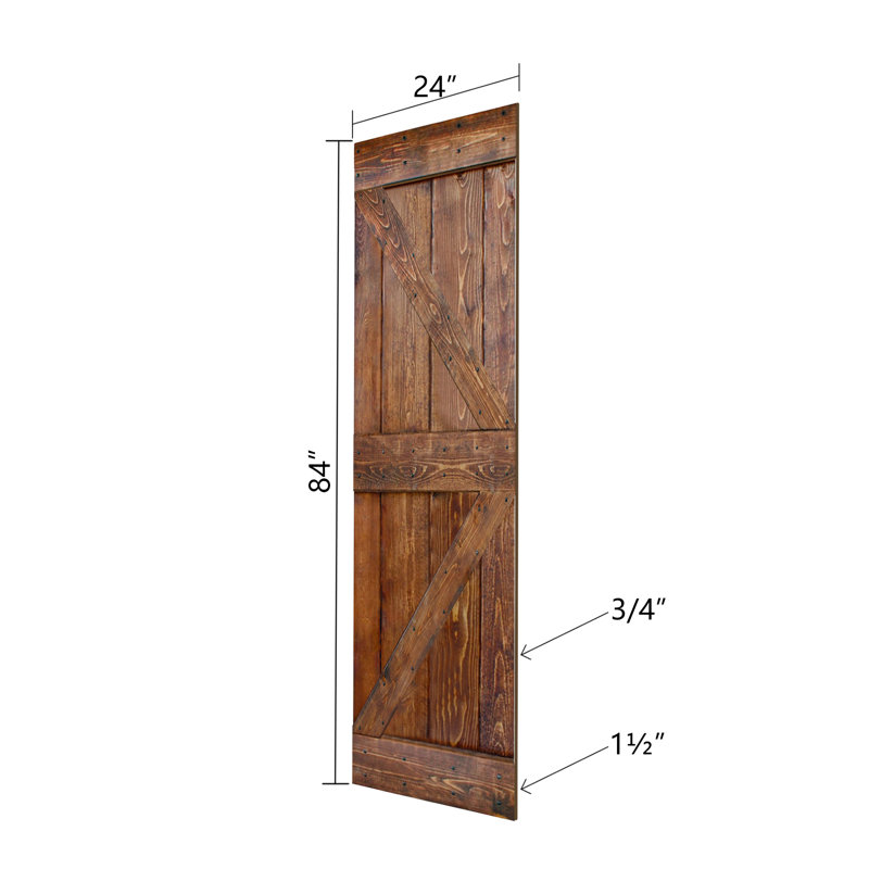Porte de grange pliante en bois massif de style K avec trousse de quincaillerie - assemblage requis, Noyer classique