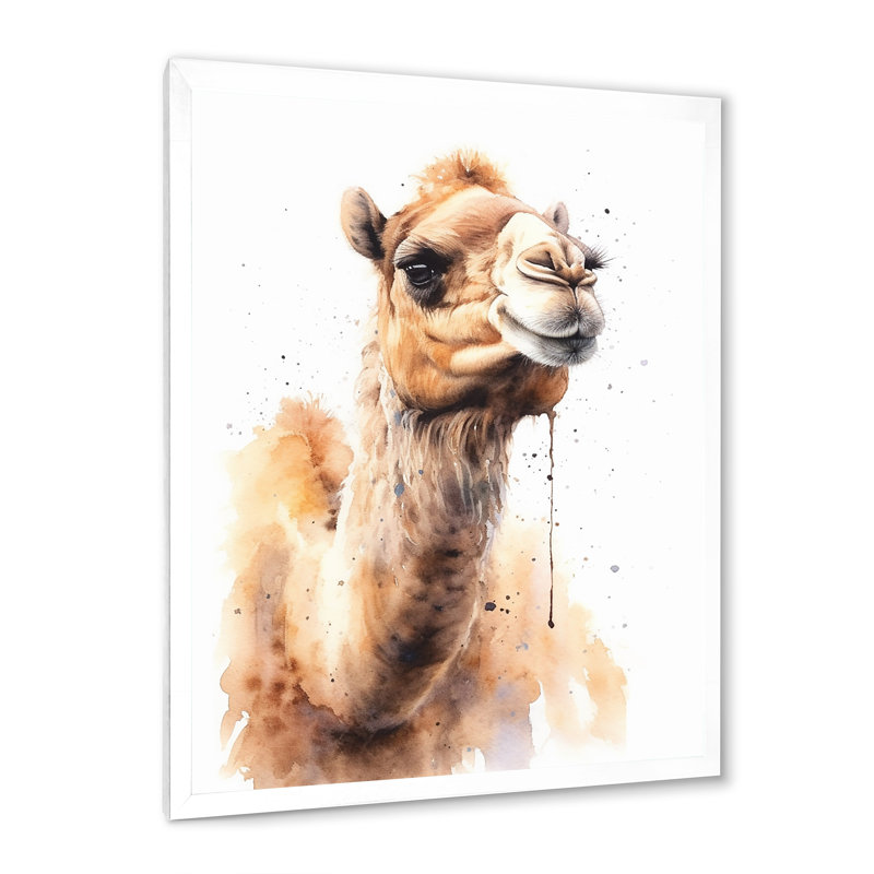 Camel Desert Nomad V sur toile, H 44 po x l 34 po x P 1,5 po, Cadre simple blanc