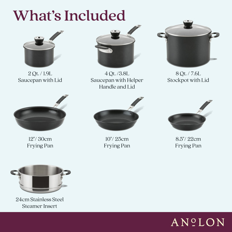 Anolon 10pc Smart Stack Hard Anodized Cookware Set