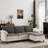 This Medium-Sized  White L-Shaped Cloud Sofa Features Modular Design And Comes With An Ottoman. It Has Thick Chenille Seat And Back Cushions,   For Living Rooms, Bedrooms And Apartments.-1857554688