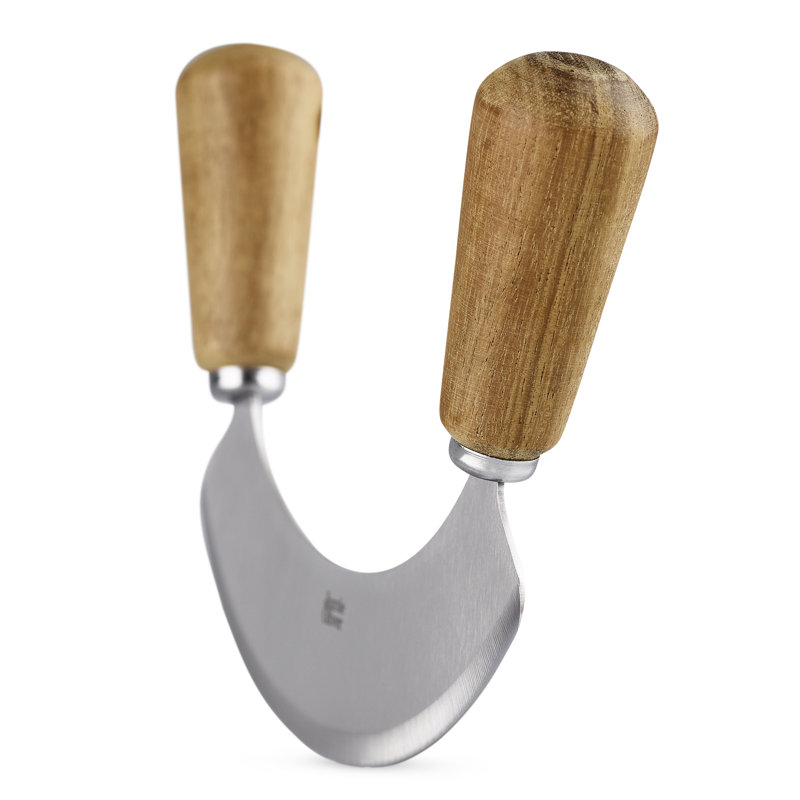 Acacia Wood Chopping Board and Mezzaluna Knife Set