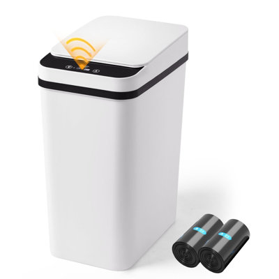Petite poubelle de salle de bain automatique sans contact 2,6 gallons avec poubelle mince pour cuisine, toilette, chambre à coucher, véhicule récréatif, salon