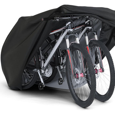 Bike Cover Waterproof  for 1 or 2 Bikes Bicycle Cover Heavy Duty Rain Sun UV Dust Wind Proof with Storage Bag for Mountain Road, Black