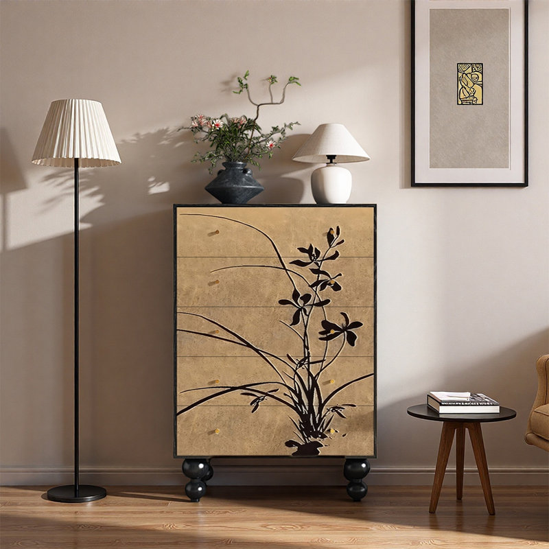 Solid Pine Five Drawer Storage Cabinet