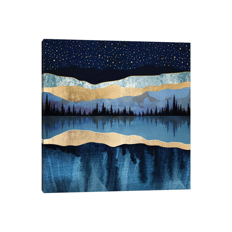 Lac de minuit - imprimé, H 12 po x l 12 po x P 0,75 po, Toile tendue