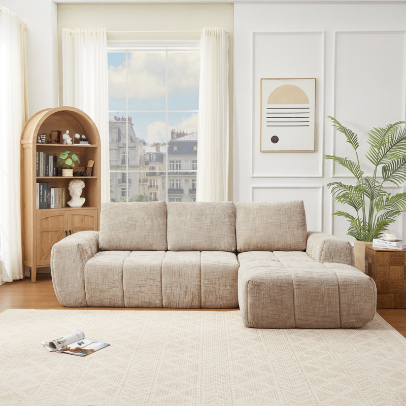 Canapé modulaire spacieux en chenille, canapé moderne en forme de L pour la maison et le bureau