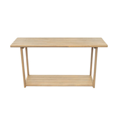 60" Light Teak Acacia Wood Outdoor Console Table