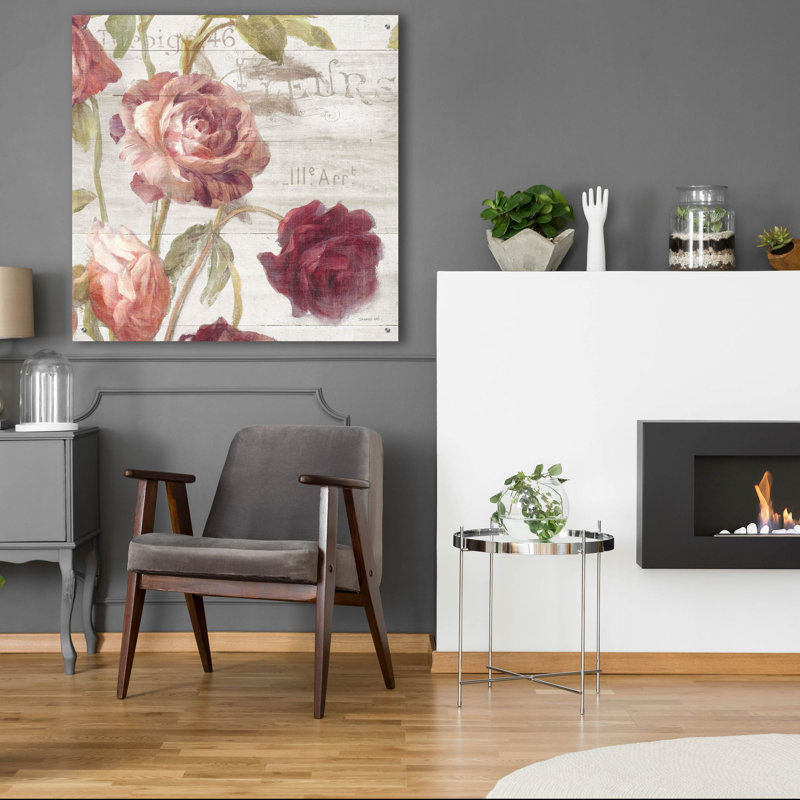 «French Roses 4» par Danhui Nai, art mural en verre acrylique, H 36 po x l 36 po x P 0,2 po