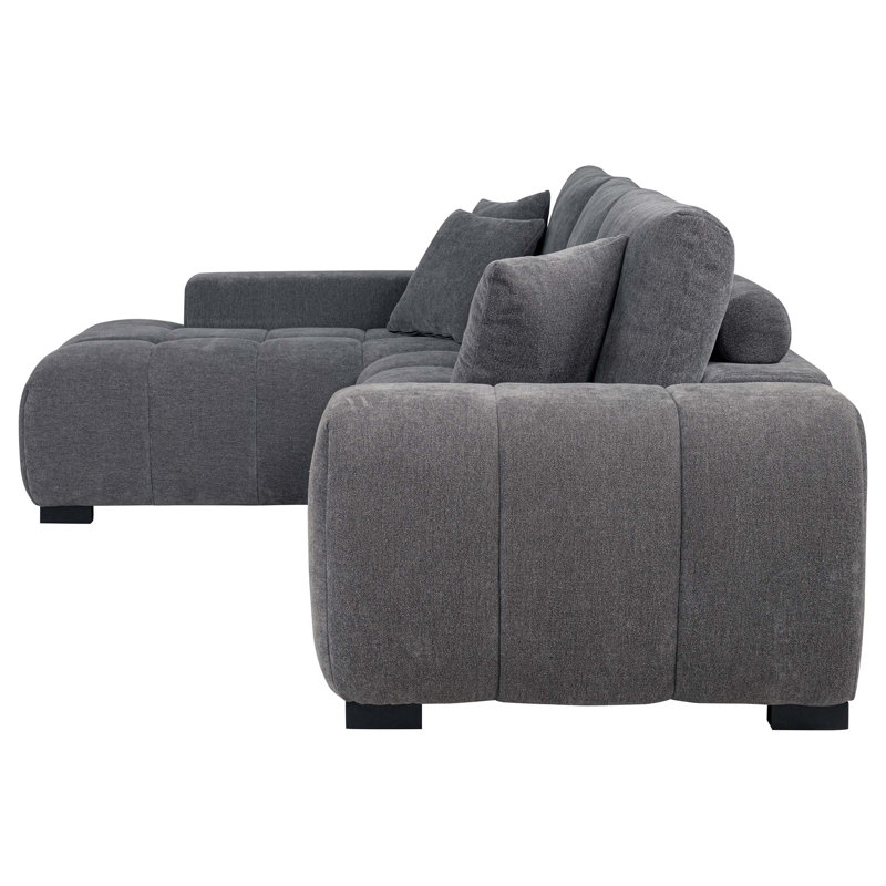 Canapé modulaire rembourré gris anthracite Plather, Tissu gris anthracite