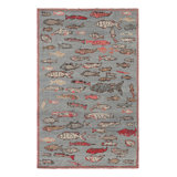 Rug & Kilim’S Mid-Century Style Rug In Blue With Colorful Fish Pictorials